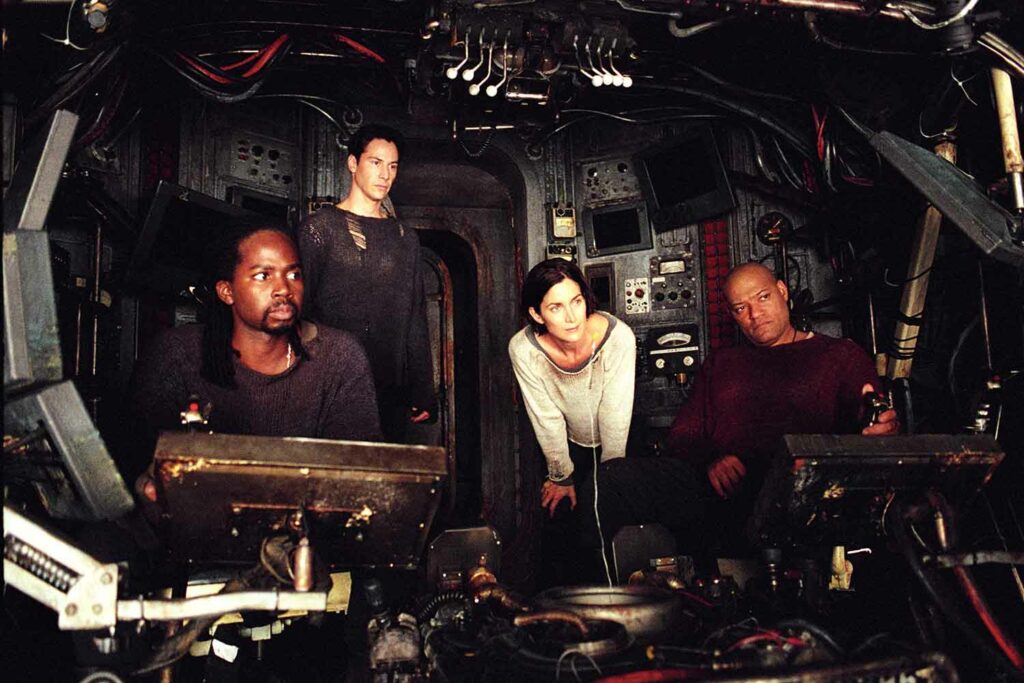 Characters from The Matrix in a still from the movie