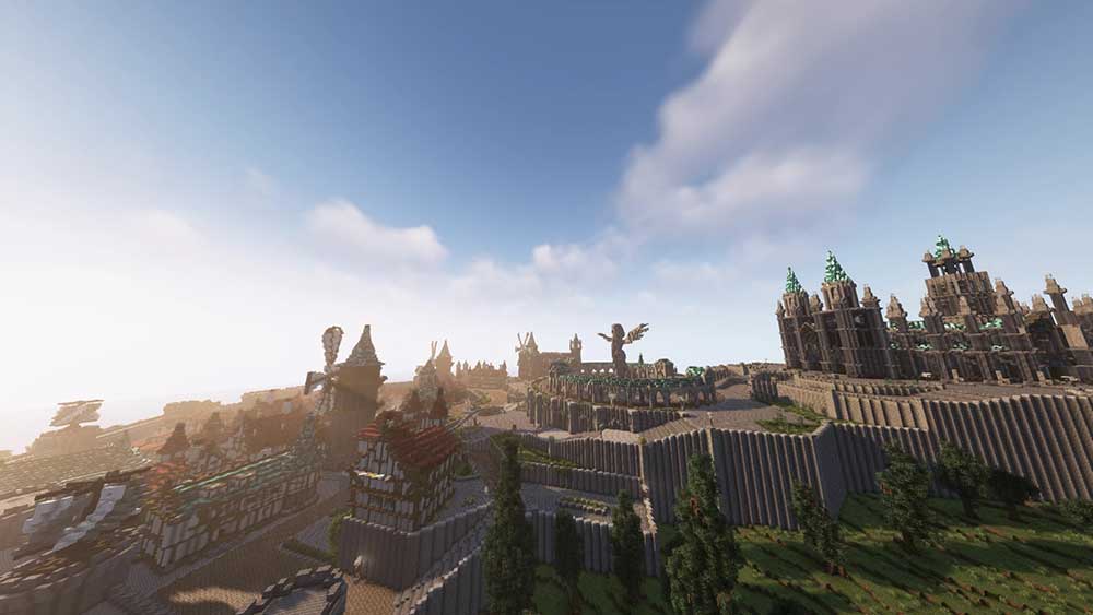 A Minecraft user built the city of Mondstadt from the video game Genshin Impact.
