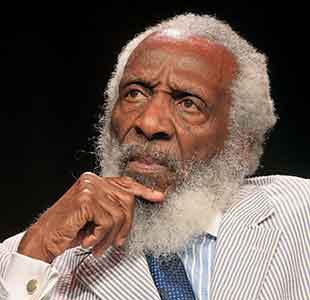 Candid photo of an older Dick Gregory
