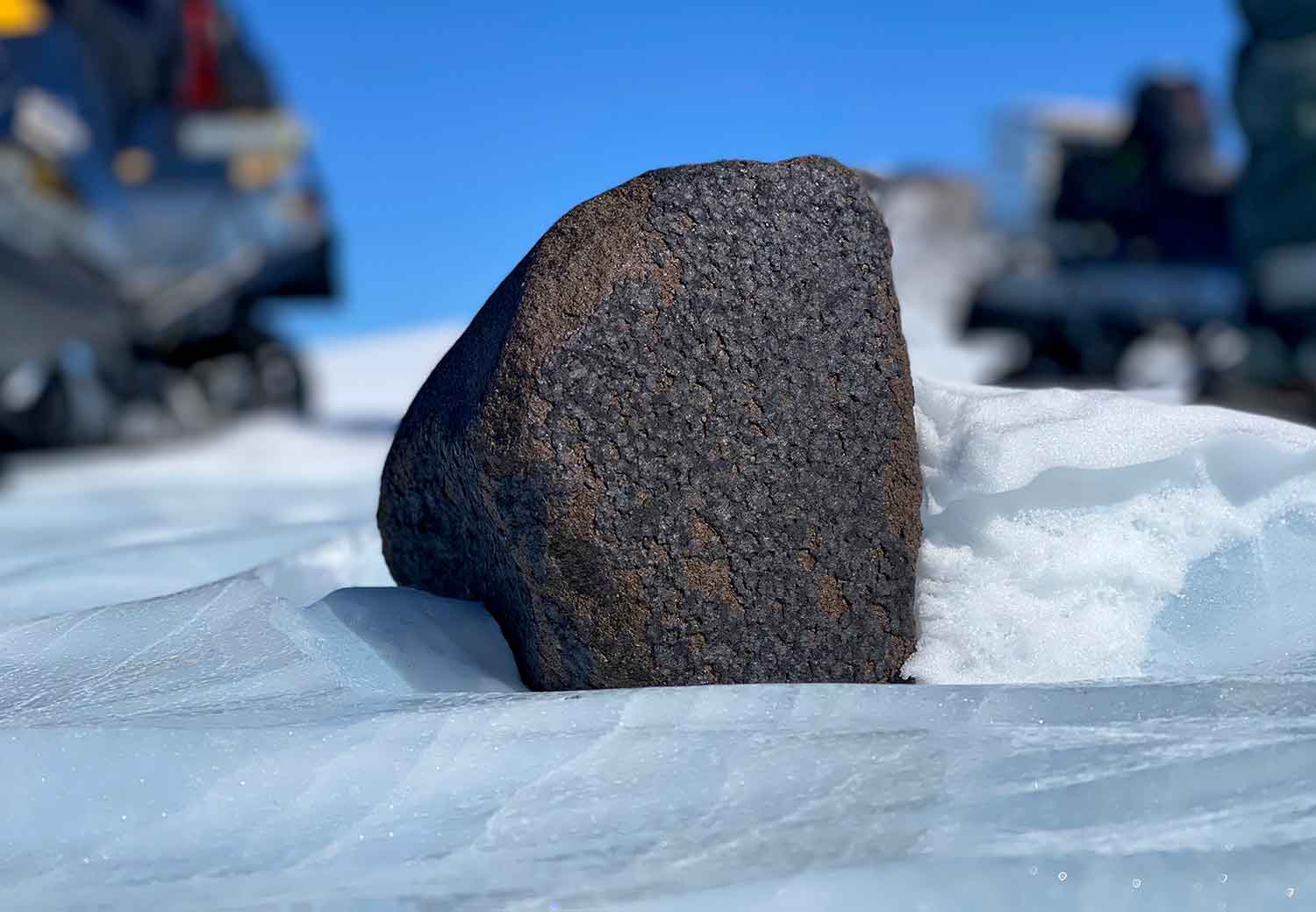 The meteorite isn’t very large, but it’s fairly heavy because it’s mostly made up of metal.