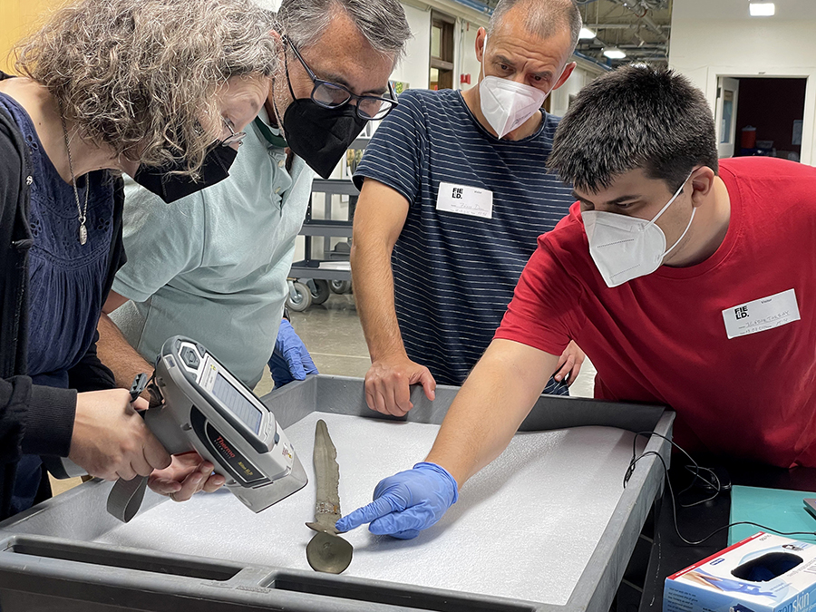 Experts use X-ray equipment to determine the sword’s chemical makeup and determine its age.