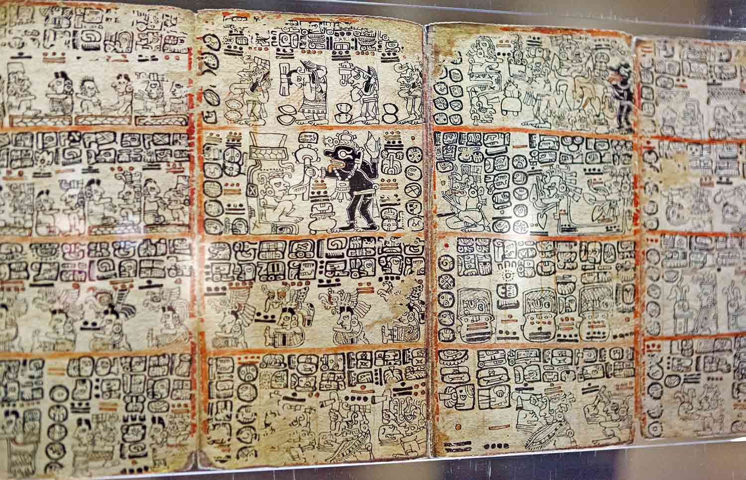Sixteen panels showing hieroglyphics