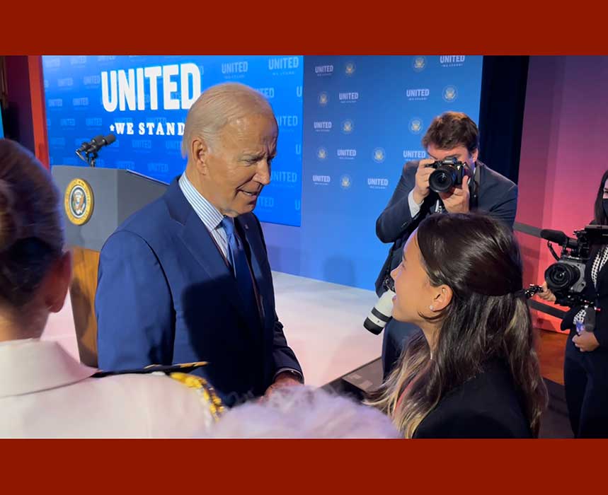 Mina Fedor, founder of AAPI Youth Rising, was honored by President Joe Biden at the 2022 United We Stand Summit in Washington, D.C.