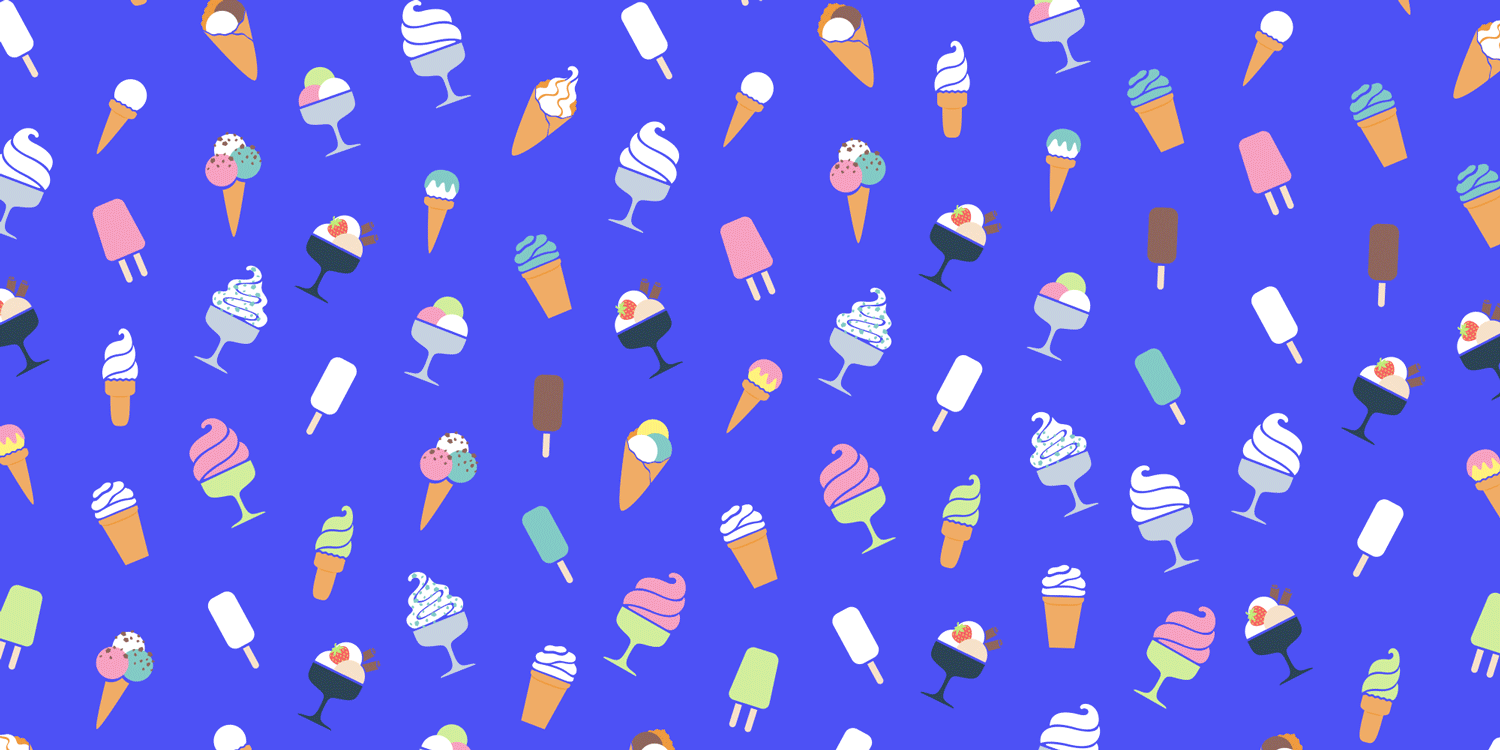 Many different kinds of ice creams and frozen treats scrolling up and down.