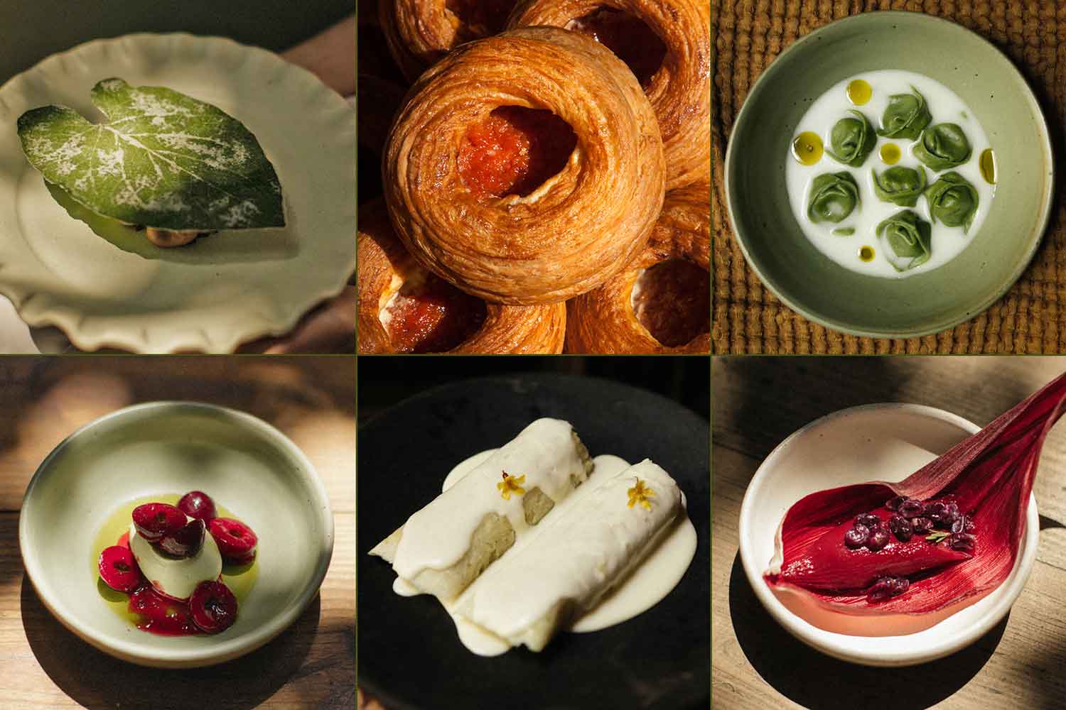 Six panel image of different food dishes.