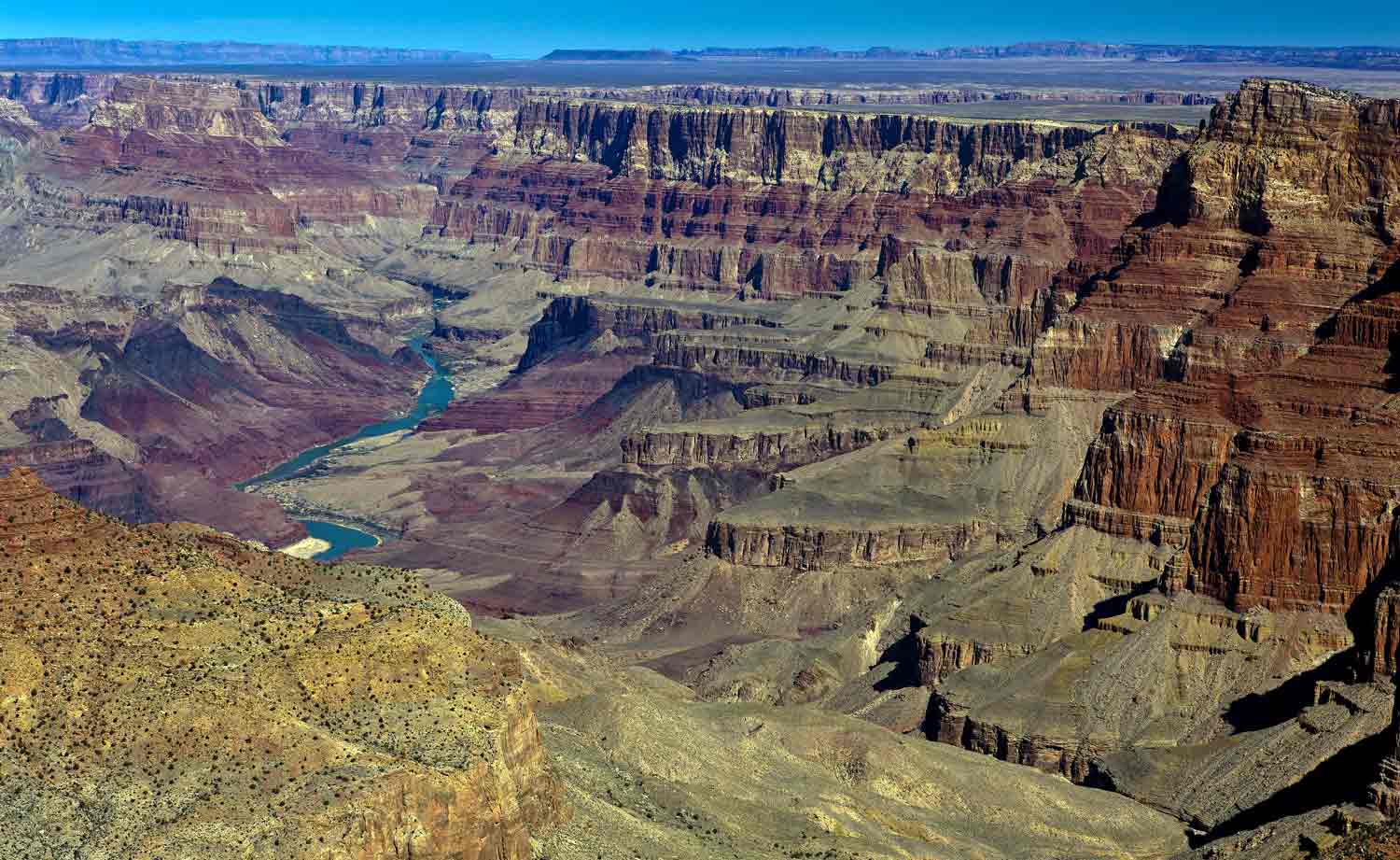 Part of the Grand Canyon with a portion of the Colorado River shown.