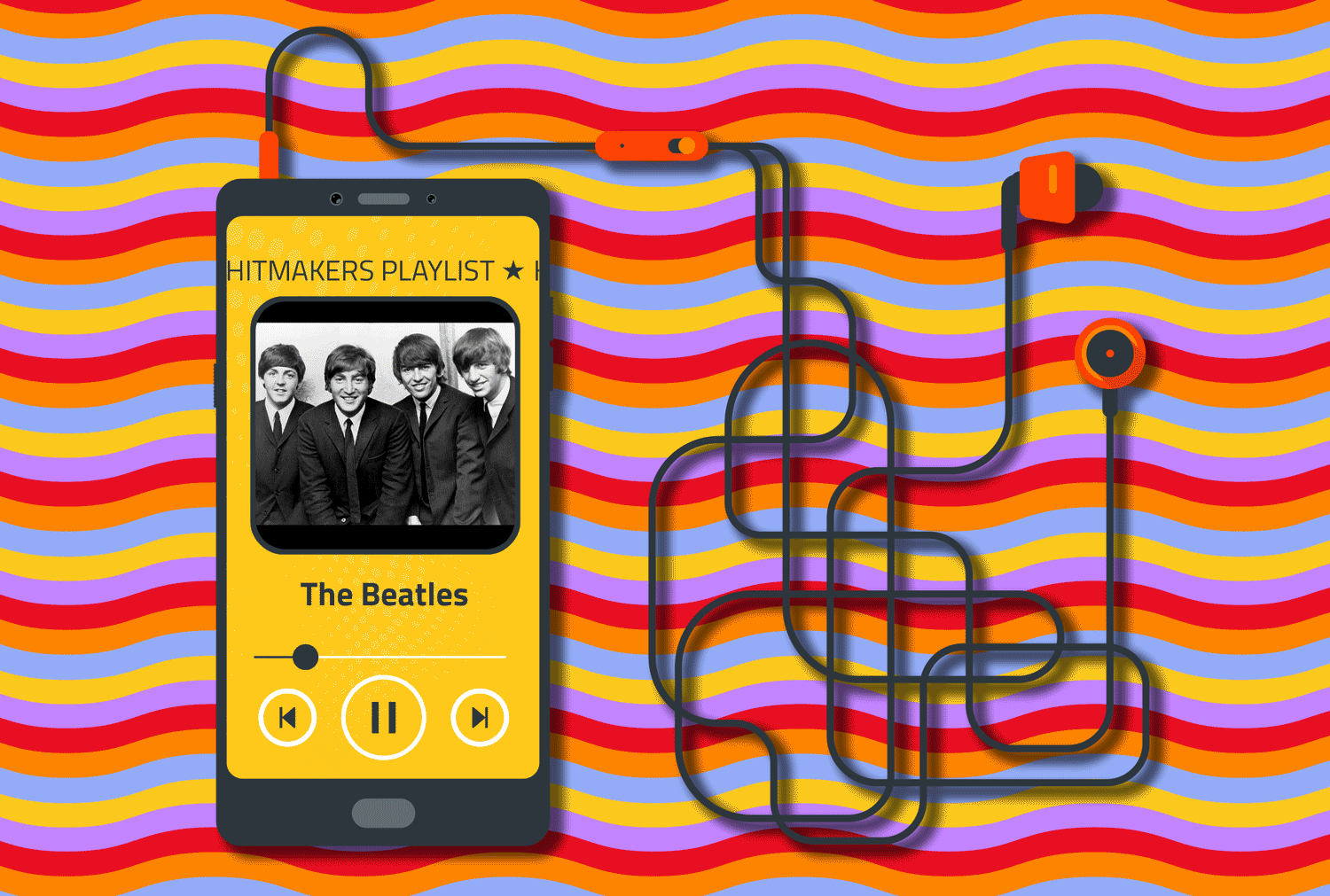 A smartphone cycling through a playlist of the music artists with the most number one hits