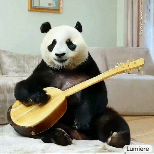 panda playing a ukulele