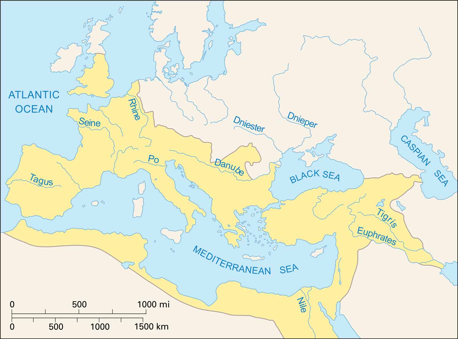 A map of Europe and northern Africa shows much of the region highlighted in yellow.