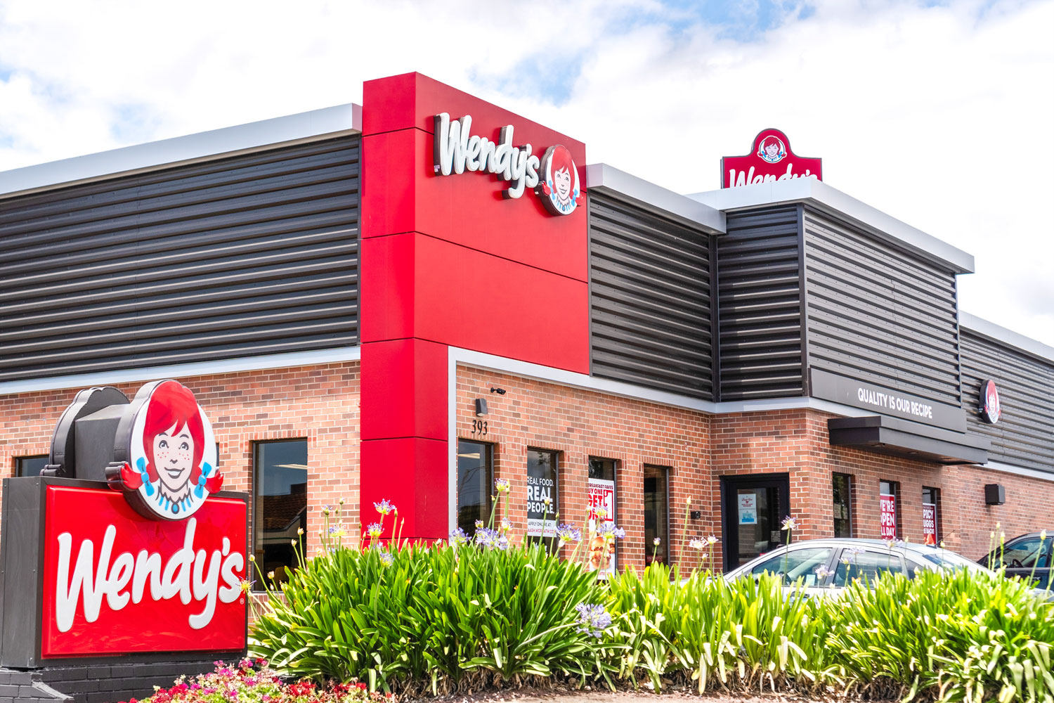 The exterior of a Wendy’s restaurant.
