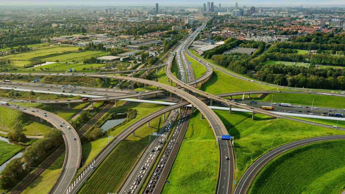 This generated image envisions the hyperloop (seen here as a white tube) as an alternative to car travel.