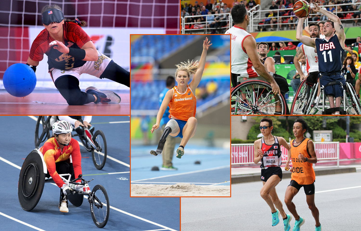 A collage shows five different events from the Summer Paralympics.