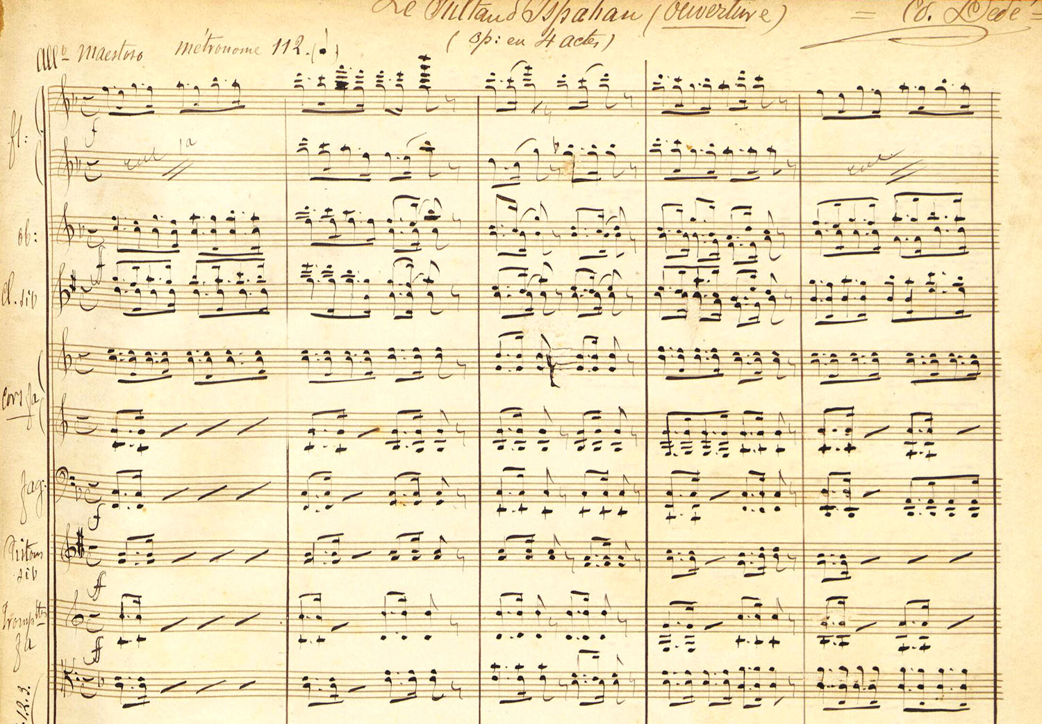 A handwritten musical score labeled as an overture and signed by Ed. Dédé