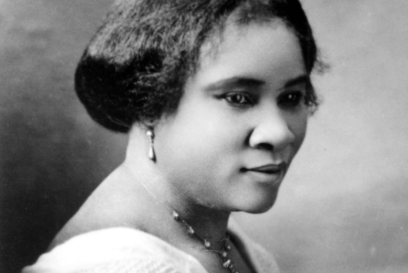 Black and white portrait photo of Madam C.J. Walker