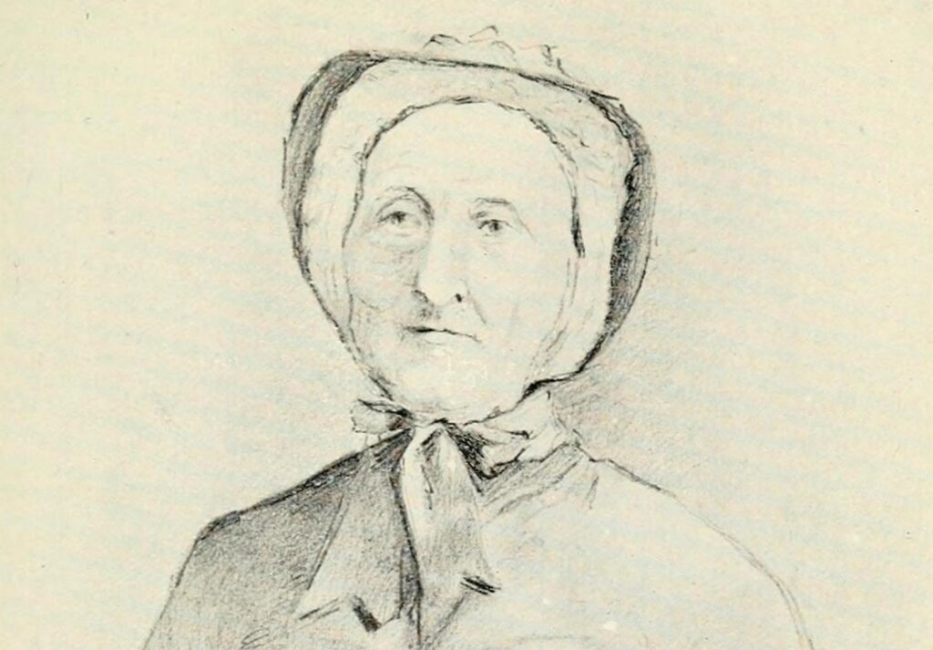 A portrait of Ann Glanville shows a woman in an 1800s dress.