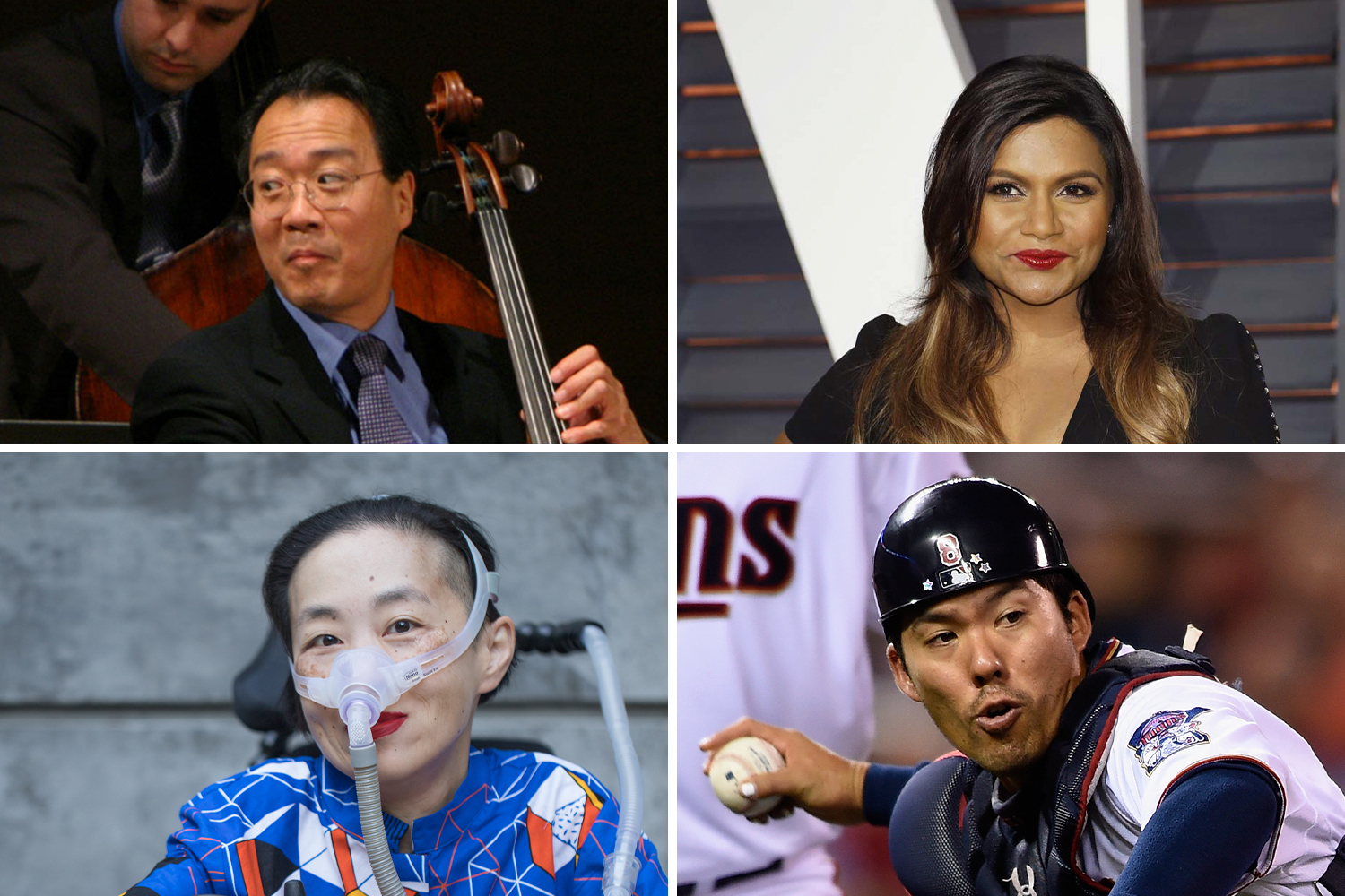 A composite shows Yo-Yo Ma, Mindy Kaling, Alice Wong, and Kurt Suzuki.
